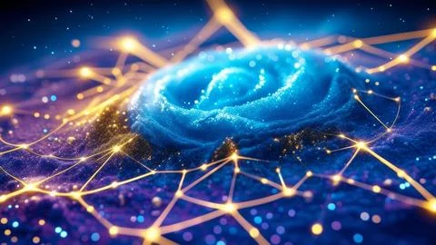 Abstract Digital Data Network With Glowing Connections And Lines. Stock Photos