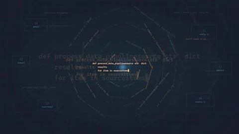 Abstract Digital Data Processing Animation with Scrolling Code and Futuristic Stock Footage 339955803