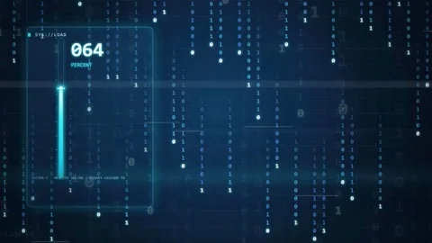 Abstract Digital Data Processing Animation with Binary Code and Loading Stock-Footage 343152060
