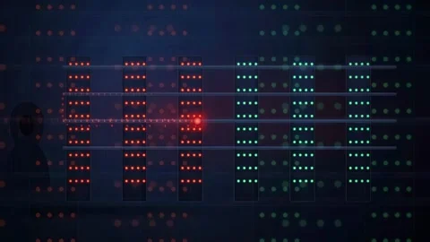 Abstract Digital Data Processing Animation with Glowing Red and Blue Light Stock Footage 343157110