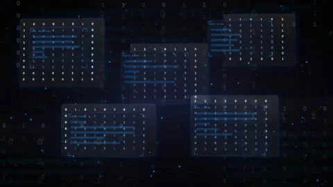 Abstract Digital Data Processing with Binary Code and Futuristic Interface on Stock Footage 339323563