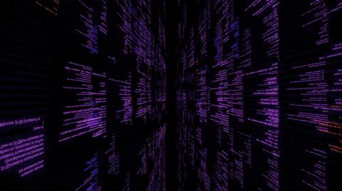 Abstract digital data processing on black background, seamless loop. Animation Stock Illustration