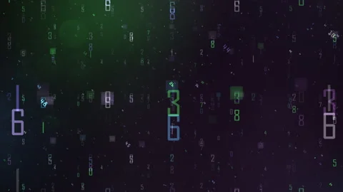 Abstract Digital Data Rain with Floating Numbers Technology Interface Stock Footage 336740706