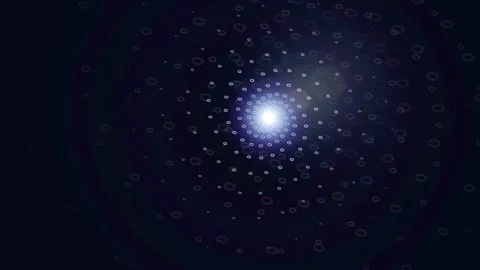 Abstract Digital Data Spiral with Glowing Light Center on Dark Blue Stock Footage 339320235