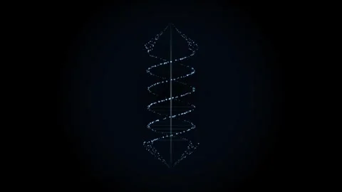 Abstract digital data spiral with spinning luminous particles moving along .. Video stock 345003003
