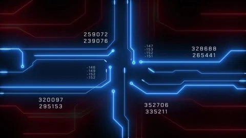 Abstract Digital Data Stream and Code Numbers on Black Background, Technology Video stock 317302657