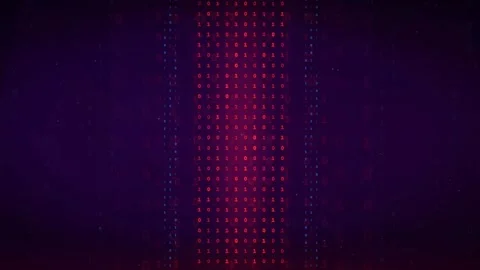 Abstract digital data stream with binary code flowing vertically on a dark Stock Footage 336773874