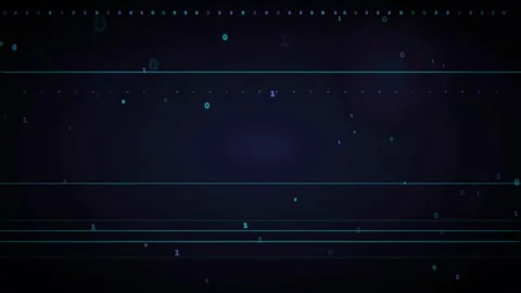Abstract Digital Data Stream with Binary Code and Glowing Lines on Dark Blue Stock Footage 336775213
