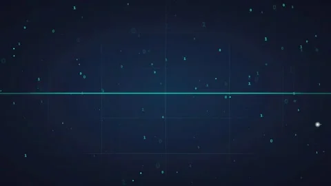 Abstract Digital Data Stream with Binary Code and Glowing Grid on Dark Blue Stock Footage 336776755