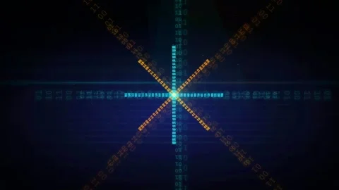 Abstract Digital Data Stream with Binary Code and Glowing Geometric Lines on Stock Footage 339318483