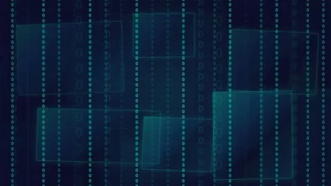 Abstract Digital Data Stream with Binary Code and Floating Transparent Stock Footage 339319889
