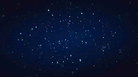 Abstract Digital Data Stream with Binary Code Particles and Glowing Energy Stock Footage 339320895