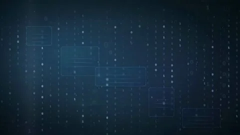 Abstract digital data stream with binary code and holographic interface Stock Footage 339322015