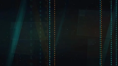 Abstract digital data stream with binary code and glowing particles on dark Stock Footage 339322032