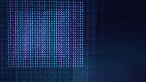 Abstract digital data stream with binary code matrix and glowing blue purple Stock Footage 339322927