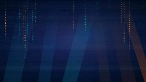 Abstract Digital Data Stream with Binary Code Falling Over Dark Blue Stock Footage 339323057