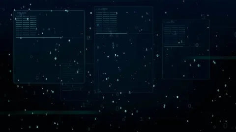 Abstract Digital Data Stream with Binary Code and Futuristic Interface Elements Stock Footage 339324144