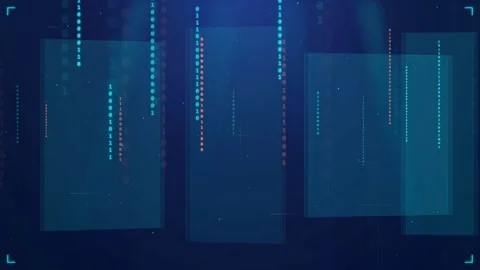 Abstract Digital Data Stream with Binary Code and Glowing Blue Interface Stock Footage 339324190