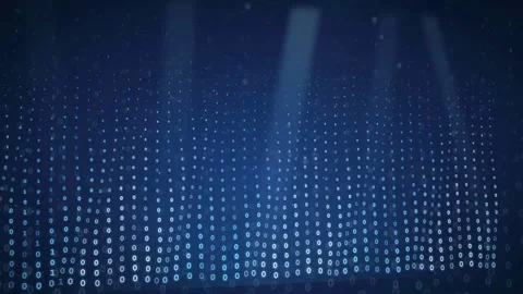 Abstract digital data stream with binary code particles and blue light rays in Stock Footage 339324517