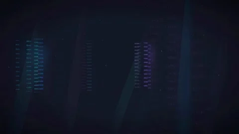 Abstract digital data stream with binary code and glowing light effects on dark Stock Footage 339326101