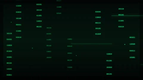 Abstract digital data stream with binary numbers and glowing green lines Stock Footage 346504166