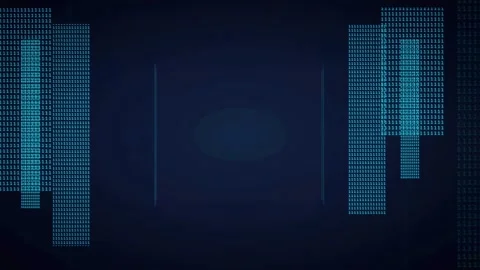 Abstract Digital Data Stream with Blue Binary Code Elements on Dark Stock Footage 339324207