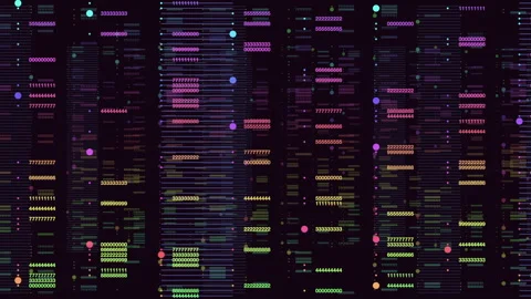 Abstract digital data stream with colorful numbers and moving tech interface Stock Footage 333188583