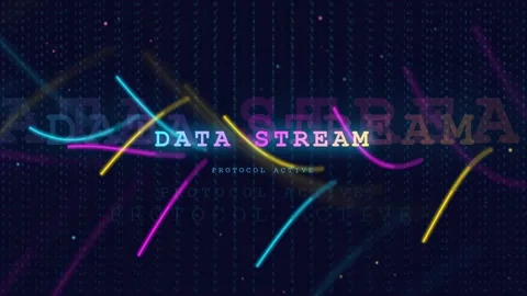 Abstract Digital Data Stream with Colorful Glowing Light Lines and Futuristic Video stock 336772125