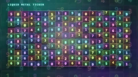 Abstract digital data stream with colorful glowing numbers on a dark grid Stock Footage 343873967