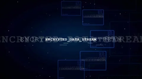 Abstract digital data stream with encrypted binary code and futuristic Stock Footage 336775264