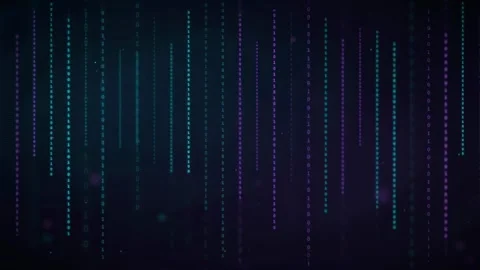 Abstract digital data stream with falling neon blue and purple light particles Stock Footage 336758837