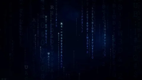 Abstract Digital Data Stream with Falling Blue Binary Code and Matrix Style Stock Footage 336772660