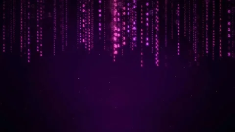 Abstract Digital Data Stream with Falling Purple Binary Code on Dark Background Stock Footage 336776781