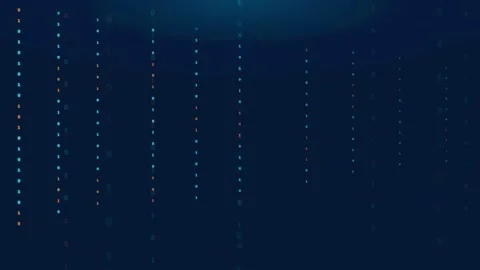 Abstract Digital Data Stream with Falling Binary Code Particles on Dark Blue Stock Footage 339321172