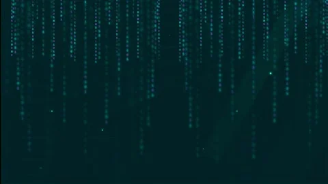 Abstract Digital Data Stream with Falling Blue Binary Code and Glowing Video stock 339322848