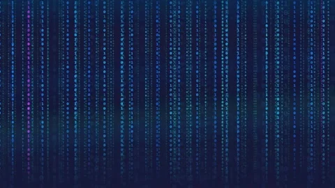 Abstract Digital Data Stream with Falling Binary Code Particles on Dark Blue Stock Footage 339324473