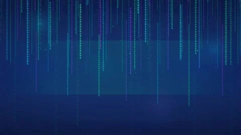 Abstract digital data stream with falling blue and purple glowing particles on Stock Footage 339325626