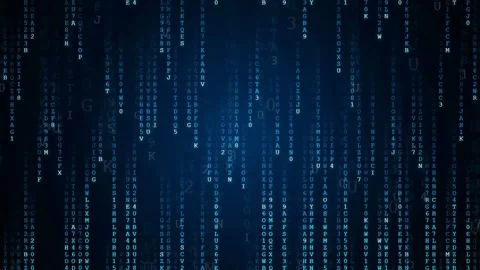 Abstract Digital Data Stream with Falling Blue Binary Code and Matrix Style Stock Footage 341833208