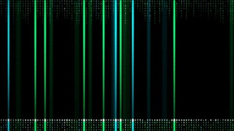 Abstract digital data stream with falling green and blue binary code on black Stock-Footage 343153197