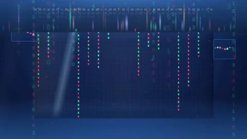 Abstract digital data stream with falling binary code and glowing particles on 스톡 동영상 343867186