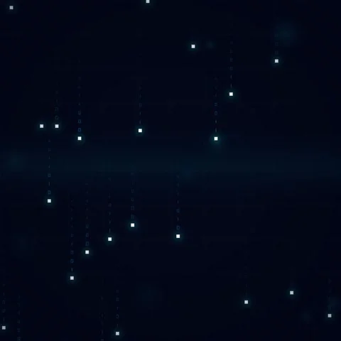 Abstract Digital Data Stream Falling Snow Particles on Dark Blue Background Stock Footage 346283637