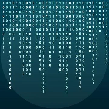 Abstract digital data stream falling binary code background. Stock Illustration