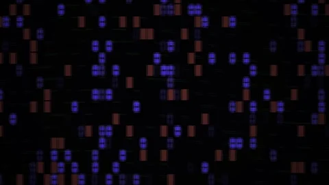 Abstract Digital Data Stream with Flickering Blue and Red Pixelated Matrix .. Stock Footage 341779308