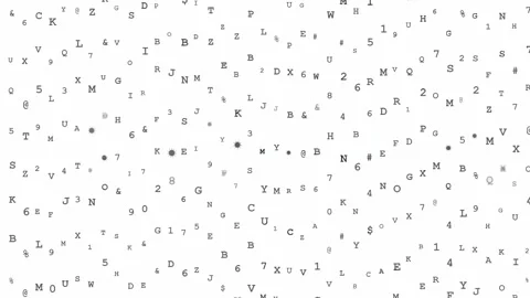 Abstract digital data stream with flickering alphanumeric characters and Stock Footage 343153579