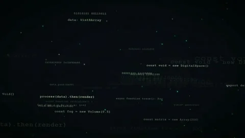 Abstract Digital Data Stream with Floating Programming Code and Binary Numbers Stock Footage 336772416