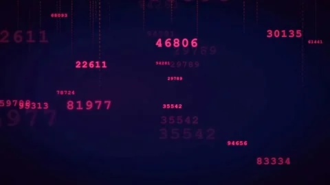 Abstract Digital Data Stream with Floating Numbers and Glowing Particles on Stock Footage 336773546