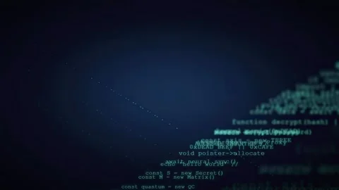 Abstract Digital Data Stream with Floating Computer Code and Binary Particles Stock Footage 336775535
