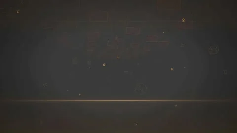 Abstract Digital Data Stream with Floating Numbers and Geometric Shapes on Dark Stock Footage 339316082