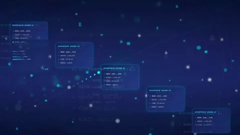 Abstract Digital Data Stream with Floating Code Windows and Glowing Particles Stock Footage 339316141