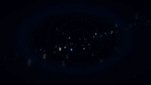Abstract Digital Data Stream with Floating Binary Code Particles on Dark Blue Stock Footage 339321994
